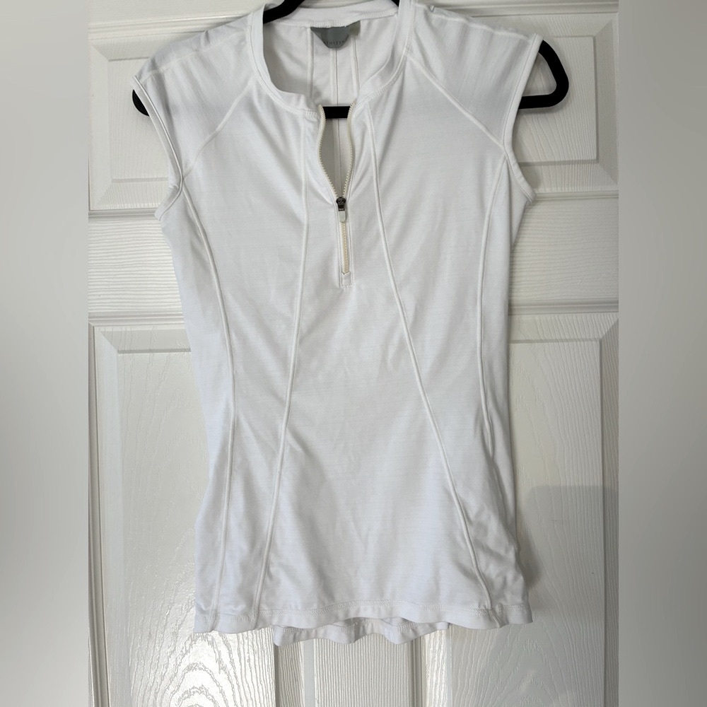 Athleta White Zip-Front Tank Top